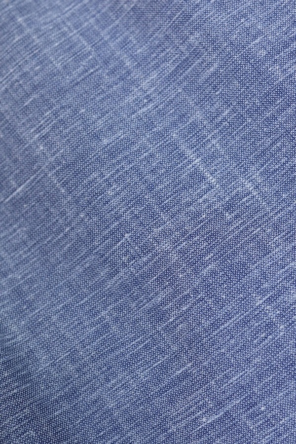 Guayamisa Manga Corta Azul Plúmbago Con Alforza Textura Lino Hombre
